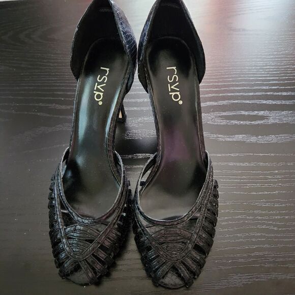 RSVP Womens Black Open Toe 3 in Heels Size 6 - Picture 2 of 9